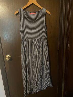 PYNE & SMITH Black and White Striped Maxi Dress